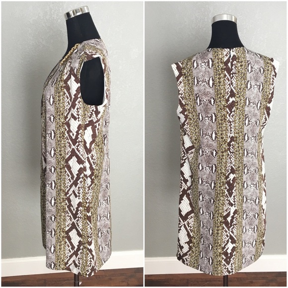 Michael Kors Ecru Gold Chain Snakeskin Dress - Picture 2 of 3
